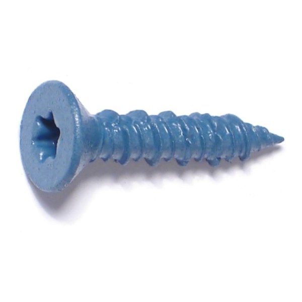 Torquemaster Masonry Screw, 1/4" Dia., Flat, 1 1/4 in L, Steel Blue Ruspert, 100 PK 51227